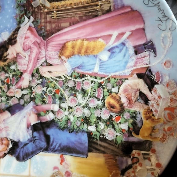 Stewart sherwood 1991 limited edition trimming the tree christmas collector plat - Picture 5 of 9